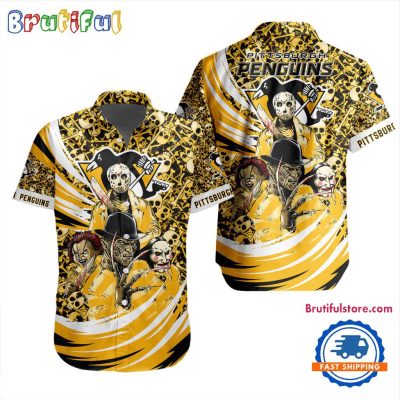 NHL Pittsburgh Penguins Special Movies Character Halloween Design Hawaiian Button Shirt