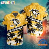NHL Pittsburgh Penguins Special Palm Tree Hawaiian Button Shirt