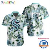 NHL Seattle Kraken Hockey Tropical Flower Hawaiian Design Button Shirt
