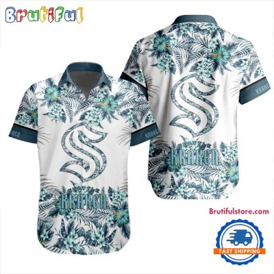 NHL Seattle Kraken Special Flower Tropical Design Hawaiian Button Shirt
