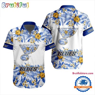 NHL St. Louis Blues Special Flower Tropical Design Hawaiian Button Shirt