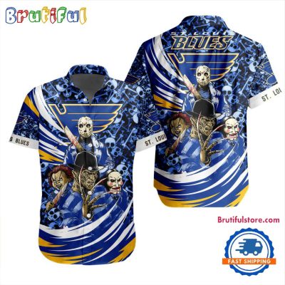 NHL St. Louis Blues Special Movies Character Halloween Design Hawaiian Button Shirt