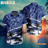 NHL Tampa Bay Lightning Special Palm Tree Hawaiian Button Shirt
