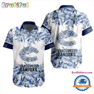 NHL Vancouver Canucks Special Flower Tropical Design Hawaiian Button Shirt NHL Vancouver Canucks Special Flower Tropical Design Hawaiian Button Shirt