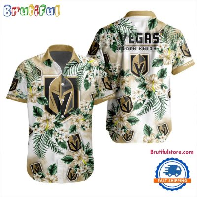 NHL Vegas Golden Knights Hockey Tropical Flower Hawaiian Design Button Shirt