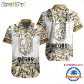 NHL Vegas Golden Knights Special Flower Tropical Design Hawaiian Button Shirt