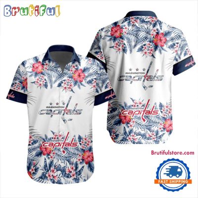 NHL Washington Capitals Special Flower Tropical Design Hawaiian Button Shirt NHL Washington Capitals Special Flower Tropical Design Hawaiian Button Shirt