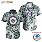 NHL Winnipeg Jets Hockey Tropical Flower Hawaiian Design Button Shirt