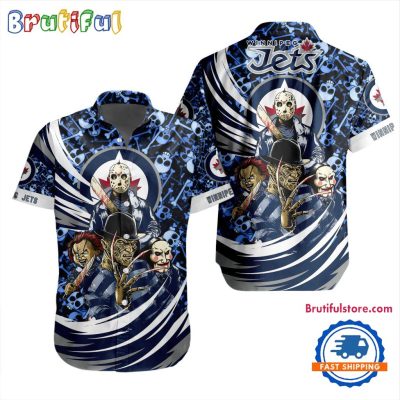 NHL Winnipeg Jets Special Movies Character Halloween Design Hawaiian Button Shirt