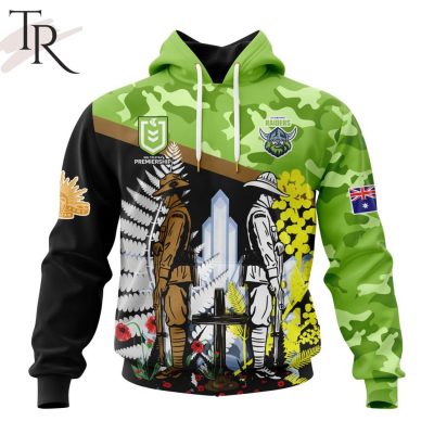 NRL Canberra Raiders Personalized ANZAC Day Design Hoodie NRL Canberra Raiders Personalized ANZAC Day Design Hoodie