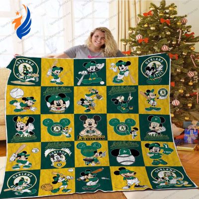Oakland Athletics Love Mickey Quilt Blanket Soft and Warm - Blanket Home Decor Gift