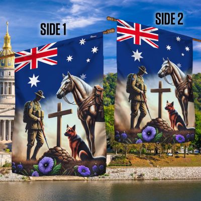 FLAGWIX Anzac Day Animals in War Purple Poppy Australian Flag MLN2688F - Flagwix FLAGWIX Anzac Day Animals in War Purple Poppy Australian Flag MLN2688F - Flagwix