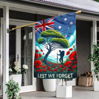 FLAGWIX Australian Veteran Anzac Day Lest We Forget Flag MLN2467F - Flagwix