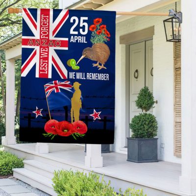 Anzac Day New Zealand Flag Lest We Forget 25 April We Will Remember Flag MLN1217F - Flagwix