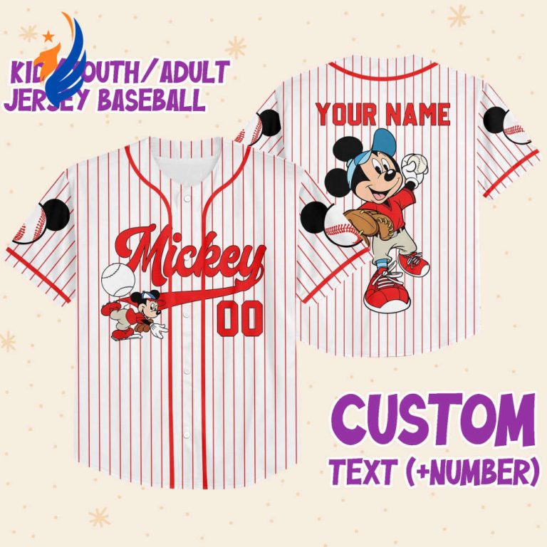 Disney Mickey Play Baseball Jersey: Personalized for Kids Youth & Adults