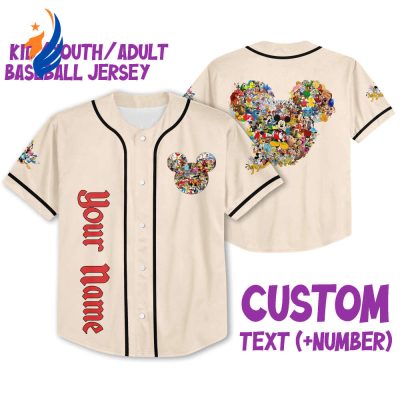 Customize Your Disneyland Experience with Personalized Mickey Head Jersey - Perfect Disney Baseball Sports Gift for Fans!