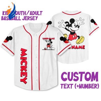 Personalize Mickey Lucky Jersey: Disney Baseball Sports Cute Fan Gifts - Best Birthday Gift