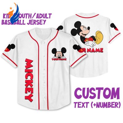 Disney Personalized Mickey Smile Jersey - Cute Baseball Sports Gift for Fans Best Birthday Present