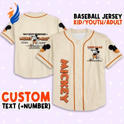 Vintage Mickey Jersey: Personalize Your Disney Baseball Style! Perfect Gift for Fans Magic Kingdom Tee Birthday Surprise!