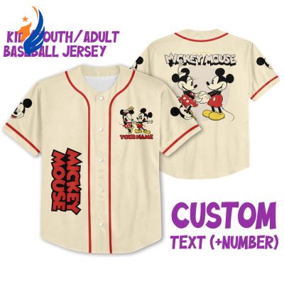 Custom Mickey Classic Love Baseball Jersey - Personalized Name Kids to Adult Sizes 3D Disney Outfit for Fans