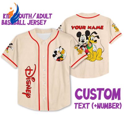 Vintage Disney Mickey and Pluto Baseball Jersey: Personalized Sports Gifts for Fans