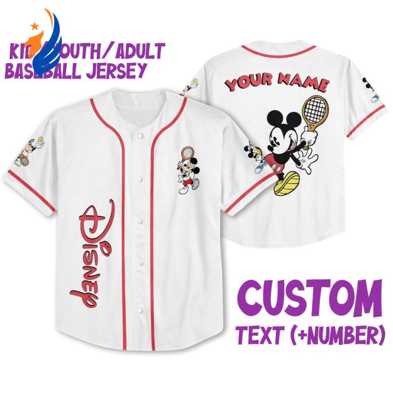 Vintage Disney Mickey Play Tennis Baseball Jersey - Perfect Gifts for Disney Fans