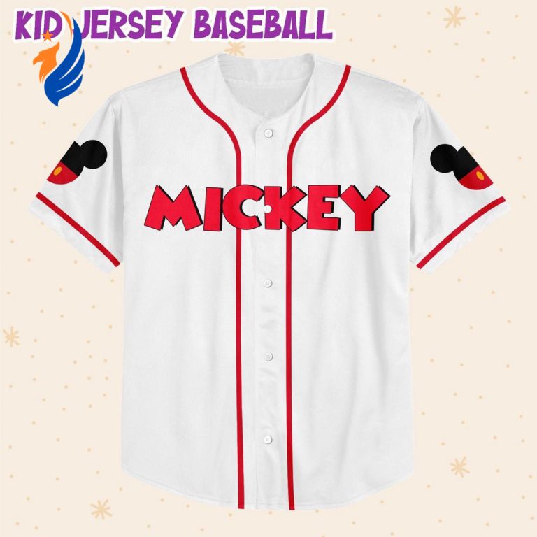 Score Big with Mickey Lucky Personalized Baseball Jersey - Custom Horizontal Text Design