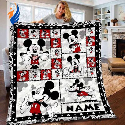 Personalized Disney Mickey Mouse Fleece Quilt Blanket - Blanket Home Decor Gift