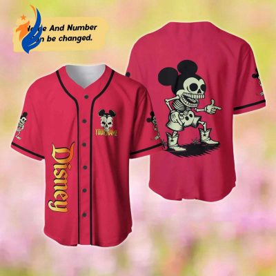Spooky Skeleton Mickey Mouse Baseball Jersey - Personalized Halloween & Horror Shirt