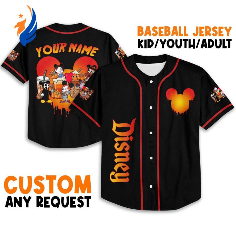 Custom Horror Disney Mickey Mouse Coffee & Baseball Jersey - Perfect Gifts for Disney Fans