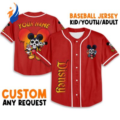 Personalized Horror Disney Scary Mickey Mouse Skull - Baseball Jersey for Fans - Cute Disney Gifts
