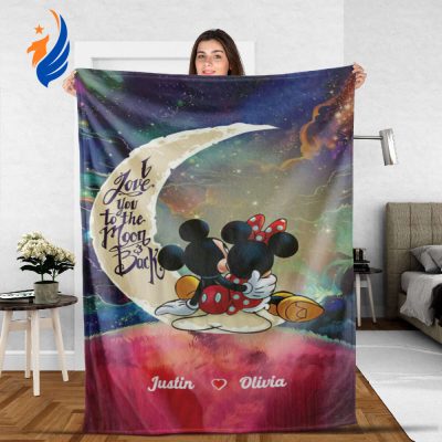 Personalized I Love You To The Moon And Back Mickey Minnie Valentine Blanket, Custom Disney Bedding Set, Party Bedroom Decorations Blanket - Blank ...