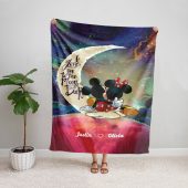Personalized I Love You To The Moon And Back Mickey Minnie Valentine Blanket Custom Disney Bedding Set Party Bedroom Decorations Blanket Blanket Home Decor Gift 5.jpeg - demo10