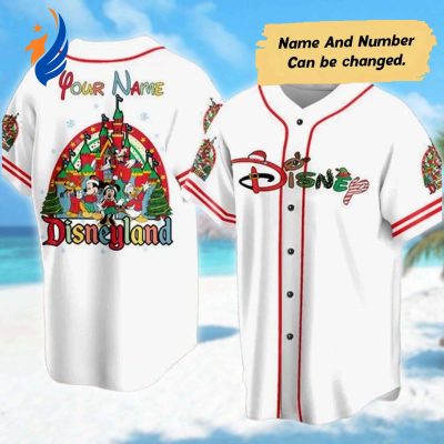 Get Festive with Personalized Mickey Mouse Christmas Baseball Jersey - Mickey and Friends Team Minnie Goofy & Donald Duck Xmas Party Shirt