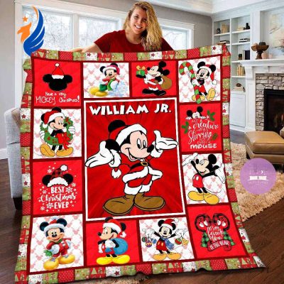 Personalized Mickey Mouse Christmas Quilt Blanket - Blanket Home Decor Gift