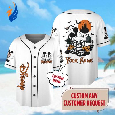 Spooky Personalized Mickey Mouse Halloween Baseball Jersey - Perfect Magic Kingdom Shirt & Gift for Halloween Baseball Team