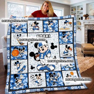 Personalized Mickey Mouse Sport Fleece Baby Blanket - Blanket Home Decor Gift