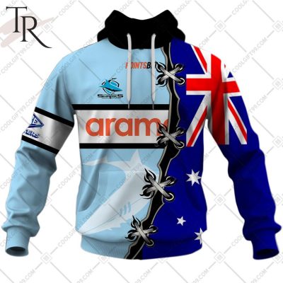 Personalized NRL Cronulla Sutherland Sharks Home Jersey Mix Flag Hoodie Personalized NRL Cronulla Sutherland Sharks Home Jersey Mix Flag Hoodie