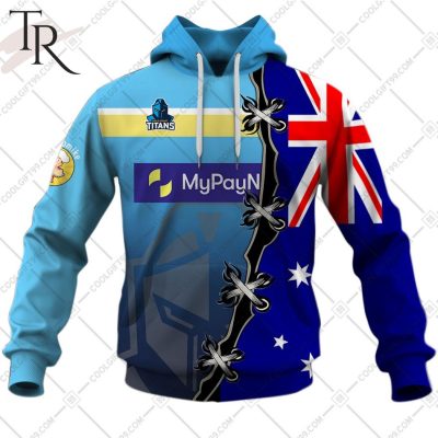 Personalized NRL Gold Coast Titans Home Jersey Mix Flag Hoodie Personalized NRL Gold Coast Titans Home Jersey Mix Flag Hoodie
