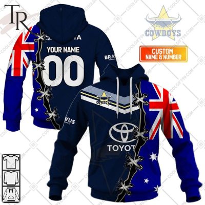 Personalized NRL North Queensland Cowboys Home Jersey Mix Flag Hoodie Personalized NRL North Queensland Cowboys Home Jersey Mix Flag Hoodie