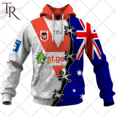 Personalized NRL St. George Illawarra Dragons Home Jersey Mix Flag Hoodie Personalized NRL St. George Illawarra Dragons Home Jersey Mix Flag Hoodie