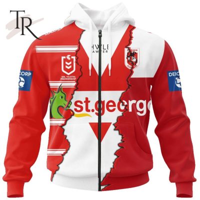 Personalized NRL St. George Illawarra Dragons Special Mix Jersey Hoodie 3D Personalized NRL St. George Illawarra Dragons Special Mix Jersey Hoodie 3D