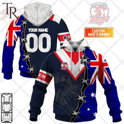 Personalized NRL Sydney Roosters Home Jersey Mix Flag Hoodie Personalized NRL Sydney Roosters Home Jersey Mix Flag Hoodie