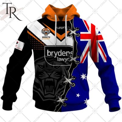 Personalized NRL Wests Tigers Home Jersey Mix Flag Hoodie Personalized NRL Wests Tigers Home Jersey Mix Flag Hoodie