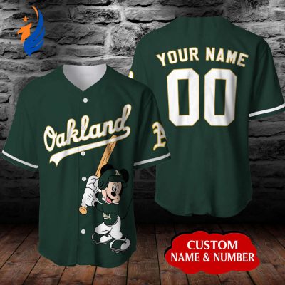 Custom Dark Green Oakland Athletics Mickey Mouse Baseball Jersey - Personalized Sports Apparel
