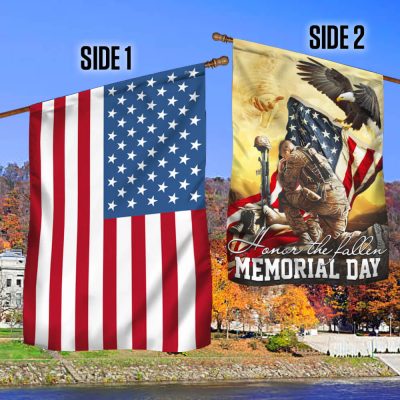 Memorial Day. Remember and Honor Veteran American Eagle Two-Sided Flag TPT787F - Flagwix