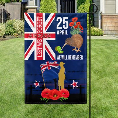 Anzac Day New Zealand Flag Lest We Forget 25 April We Will Remember Flag MLN1217F - Flagwix