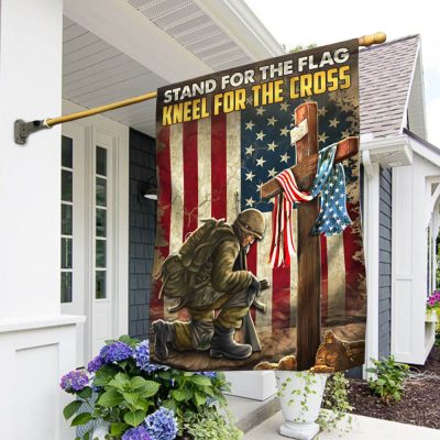 Veteran Kneeling Cross American Flag Stand For The Flag Kneel For The Cross MLN1368F - Flagwix