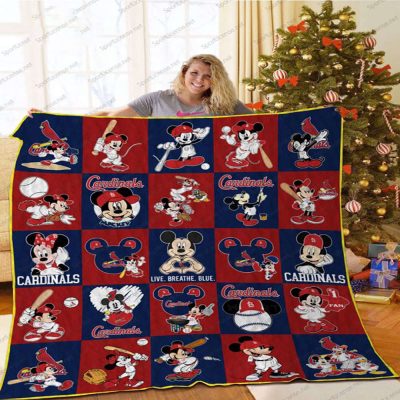 St. Louis Cardinals Mickey Dn Quilt Blanket MLB St. Louis Cardinals Mickey Mouse Quilt Bedding Set - Blanket Home Decor Gift