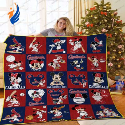 St. Louis Cardinals Mickey Dn Quilt Blanket MLB St. Louis Cardinals Mickey Mouse Quilt Bedding Set - Blanket Home Decor Gift